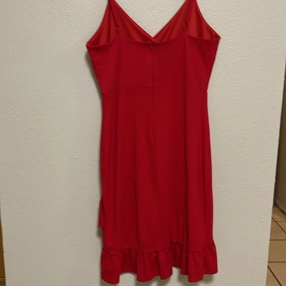 LULU'S Women's Red Bodycon Dress Size M Valentines Feminine Sweetheart Ruffle - Picture 6 of 7